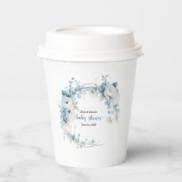 Elegant Dusty Blue Floral Baby Shower Pappbecher