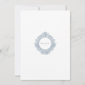 Elegant Dusty Blue Floral Border Wedding Invitatio Einladung