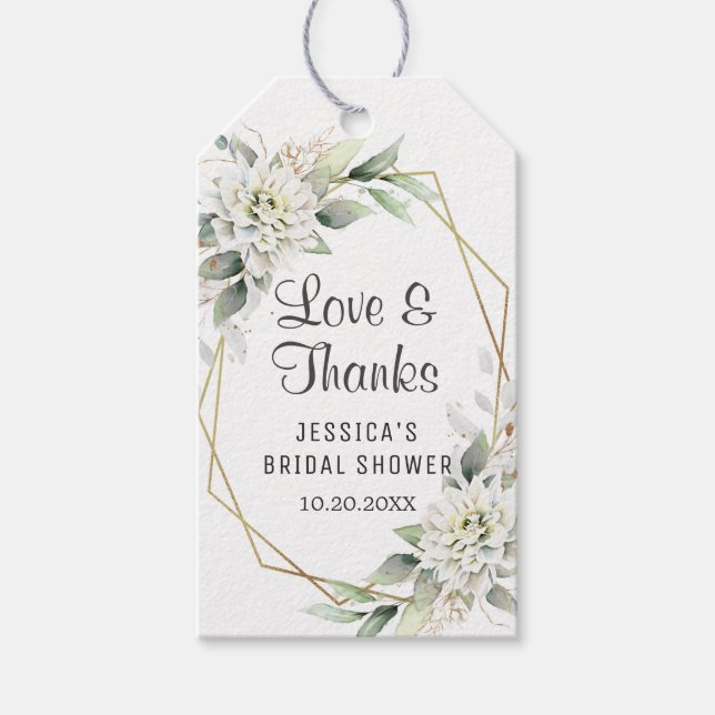 Elegant Dusty Blue Floral Brautparty Vielen Dank Geschenkanhänger (Vorderseite)