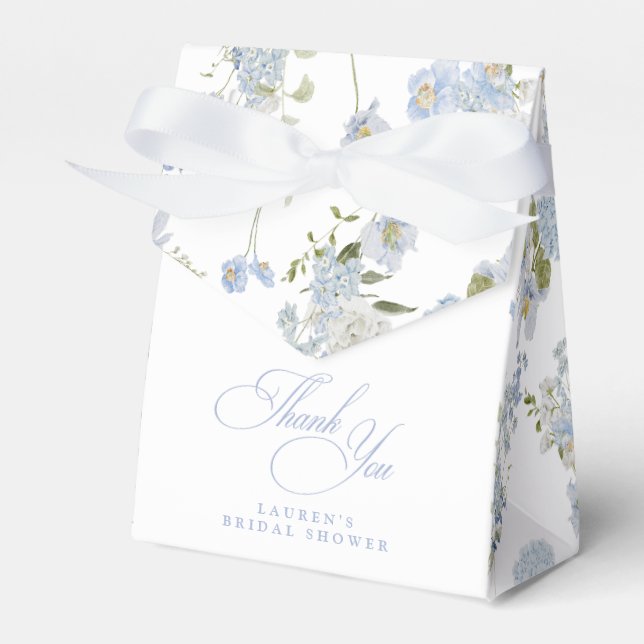 Elegant Dusty Blue Floral Brautparty Vielen Dank Geschenkschachtel (Vorderseite)