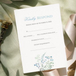 Elegant Dusty blue Floral Calligraphy RSVP Karte
