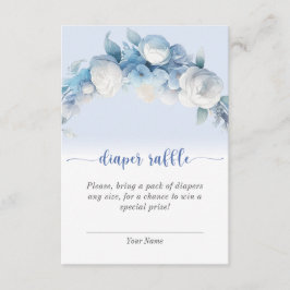Elegant Dusty Blue Floral Diaper Raffle Begleitkarte