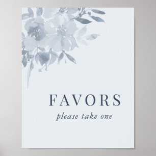 Elegant Dusty Blue Floral Gastgeschenke Hochzeiten Poster