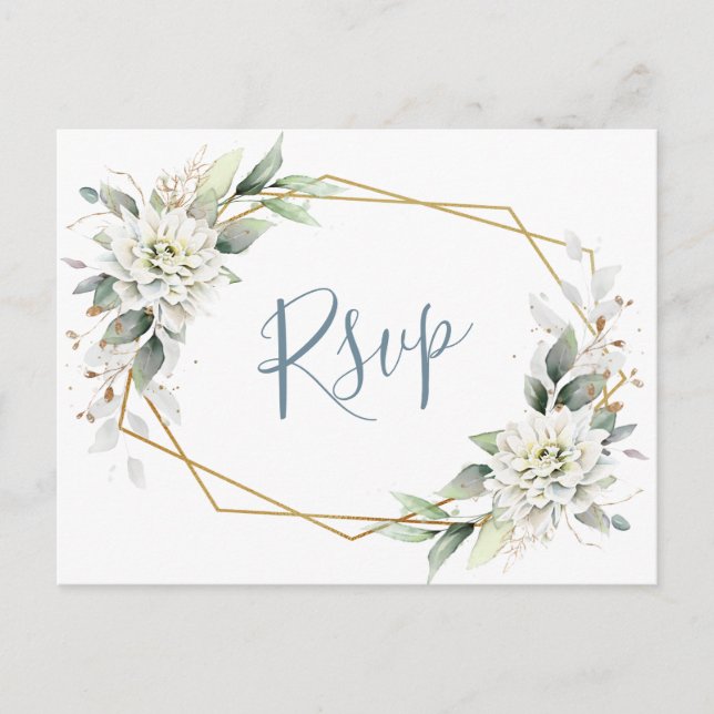 Elegant Dusty Blue Floral Greenery UAWG Postkarte (Vorderseite)