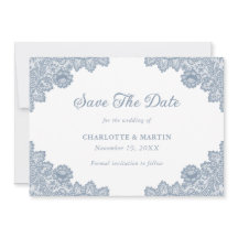 Elegant Dusty Blue Floral Lace Wedding