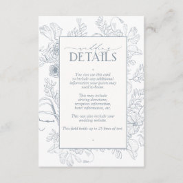 Elegant Dusty Blue Floral Line Details zur Hochzei Begleitkarte