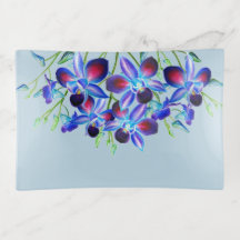 Elegant Dusty Blue Floral Orchideen