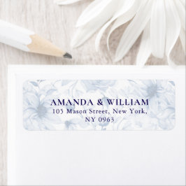 Elegant dusty Blue Floral Return Address Label