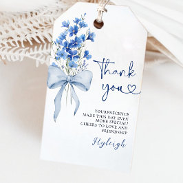 Elegant Dusty Blue Floral Ribbon Bridal Vielen Dan Geschenkanhänger