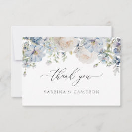Elegant Dusty Blue Floral Wedding Danke Card