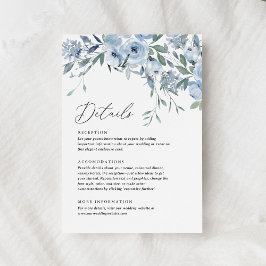 Elegant Dusty Blue Floral Wedding Details Begleitkarte