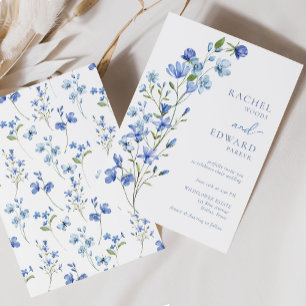 Elegant Dusty Blue Floral Wedding Einladung