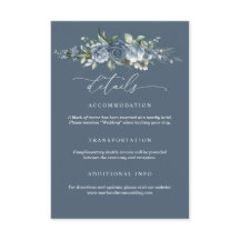 Elegant Dusty Blue Floral Wedding Enclosure Card