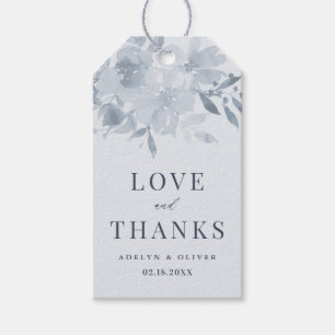 Elegant Dusty Blue Floral Wedding Geschenkanhänger