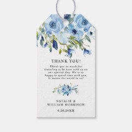 Elegant Dusty Blue Floral Wedding Gift Tag Geschenkanhänger