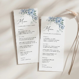Elegant Dusty Blue Floral Wedding Menükarte