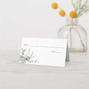 Elegant Dusty Blue Floral Wedding Platzkarte