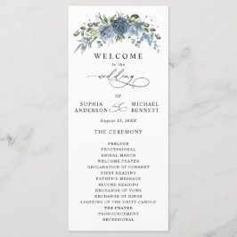 Elegant Dusty Blue Floral Wedding Program Programm