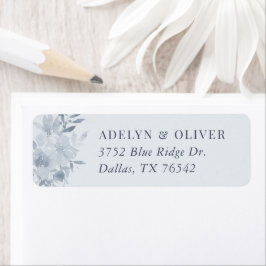 Elegant Dusty Blue Floral Wedding Rücksendeadresse