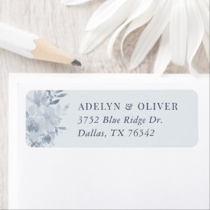 Elegant Dusty Blue Floral Wedding Rücksendeadresse
