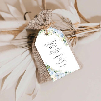 Elegant Dusty Blue Floral Wedding Thank You Geschenkanhänger