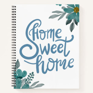 Elegant Dusty Blue Flowers Zuhause Sweet Zuhause C Notizbuch