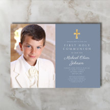 Elegant Dusty Blue Foto Boy First Communion