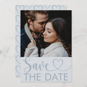 Elegant Dusty Blue Foto & Herz Save the Date