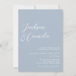 Elegant Dusty Blue Foto Wedding Einladung