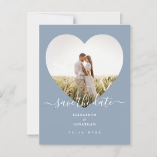 Elegant Dusty Blue Foto Wedding Save the Date Magneteinladung