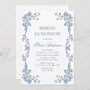 Elegant Dusty Blue French Garden BRIDAL LUNCHEON Einladung