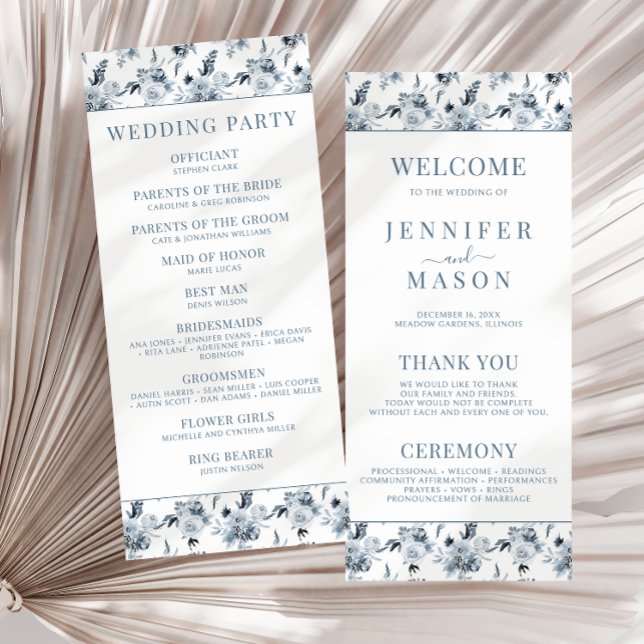 Elegant Dusty Blue Gray Blume Wedding Programs (Von Creator hochgeladen)