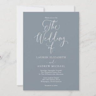 Elegant Dusty Blue Gray Minimalistisch Wedding Einladung
