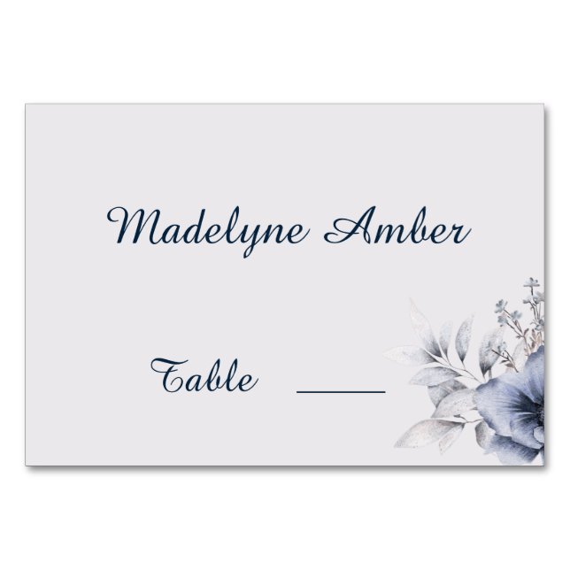 Elegant Dusty Blue Gray Wedding Tischnummer (Vorderseite)