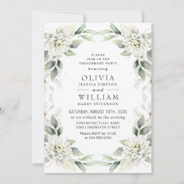 Elegant Dusty Blue Greenerity Engagement Party Einladung