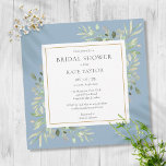 Elegant Dusty Blue Greenerity Wedding Brautparty Einladung<br><div class="desc">Mit zarten Aquarellfarben-Blätter auf staubblauem Hintergrund kann diese schicke Braudusche mit ihren besonderen Brautparty-Details personalisiert werden. Entwickelt von Thisisnotme©</div>