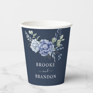 Elegant Dusty Blue Greenery Hochzeitsmaterial Pappbecher