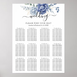 Elegant Dusty Blue Greenery Hochzeitsmaterial Poster