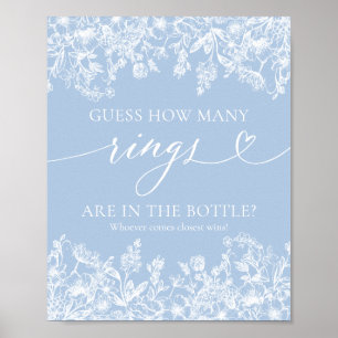 Elegant Dusty Blue Guess Wie viele Rings Game Sign Poster