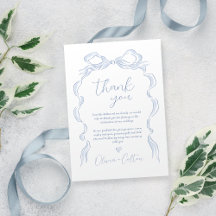 Elegant Dusty Blue Hand Drawn Bow Wedding