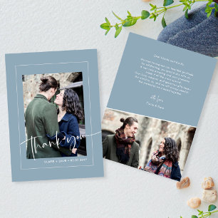 Elegant Dusty Blue Hand Lettered Wedding Danke