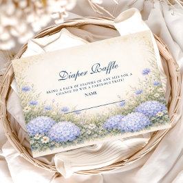 Elegant Dusty Blue Hydrangea Garden Diapper Raffle Begleitkarte