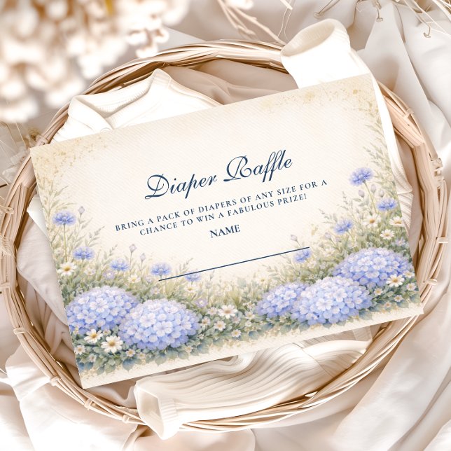 Elegant Dusty Blue Hydrangea Garden Diapper Raffle Begleitkarte (Von Creator hochgeladen)
