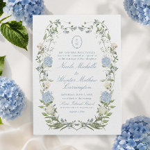 Elegant Dusty Blue Hydrangea Monogram