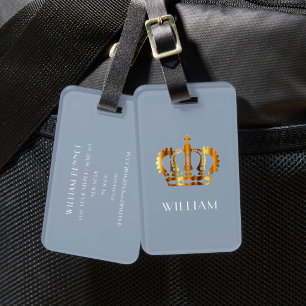 Elegant Dusty Blue Imitate Gold Crown Gepäckanhänger
