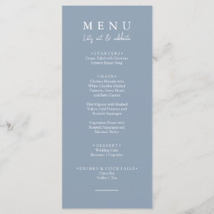 Elegant Dusty Blue Let's Eat Calligraphy Wedding Menükarte
