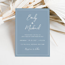 Elegant Dusty Blue Minimal Calligraphy Wedding