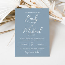 Elegant Dusty Blue Minimal Calligraphy Wedding