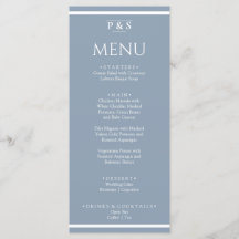 Elegant Dusty Blue Minimal Mongram Dinner Hochzeit