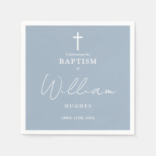 Elegant Dusty Blue Minimalistisch Baptismus Christ Serviette